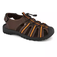 Sandalia Casual Ferrato Ajuste Velcro Hombre Cafe Obscuro