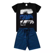 Conjunto Infantil Verão Masculino Palmeiras - Preto