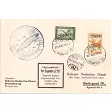 Postal Hungria 1931 Zeppelin Carimbo Budapeste E Selo Taxado