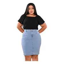 Saia Jeans Evangélica Básica C/ Lycra Plus Size Ref.bp03