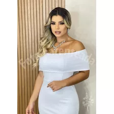 Vestido Midi Ombro A Ombro Casamento Civil Cartório Noivas