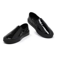 Tenis Feminino Sapatenis Sapato Todo Preto Slip-on Conforto