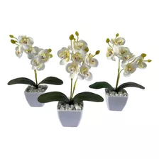 Vaso De Flor Artificial Orquídeas Decorativas Kit Com 3 