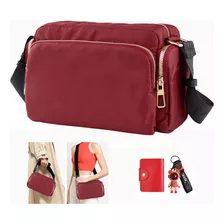 Bolso Bandolera Mujer Bolso Cruzado De Nylon Rojo Oscuro