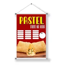 Banner Completo Lona Pastel Frito Na Hora 60x100 Pastelaria