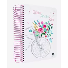 Bíblia Nvt Anote Slim Espiral Bicicleta Com Flores + Capa Dira