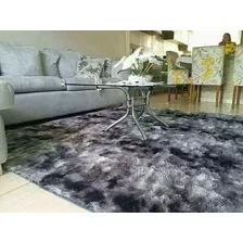 Tapete Cabelo Longo Costa Oro Shaggy Cor Preto-mescla Felpudo - De 2m X 1.5m