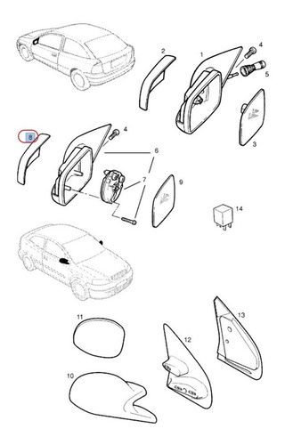 Tapa Carcasa Espejo Lateral Izquierdo Astra 1.8 2001 Al 2003 Foto 2