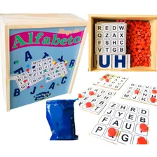 Jogo Educativo Bingo Letras Alfabeto 281 Peças Em Madeira 