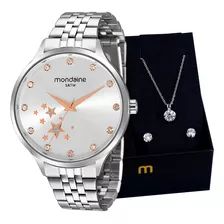 Relógio Feminino Mondaine Original Barato Colar E Brincos