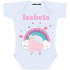 Roupas De Bebe Body Infantil Personalizado Com Nome Lhamas