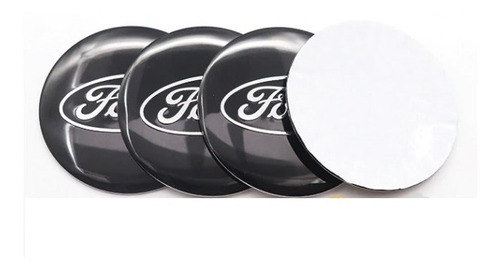 X4 Set Tapas Centro Llanta Emblema Ford 56mm Adeshivo Negro Foto 2