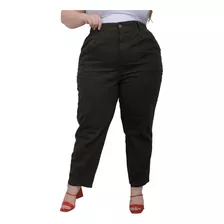 Calça Plus Size Feminina Slouchy Cós Alto Tamanhos Grandes