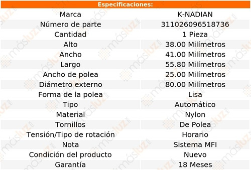 Tensor Accesorios Mercedes-benz 190e L4 2.3l 84/88 K-nadian Foto 3