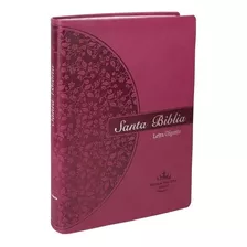 Biblia Rvr 1960 Letra Gigante Fucsia Canto Con Flores - Sba