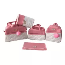 Kit Bolsa Maternidade 5 Peças Courino Princesa Luxo