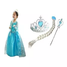 Vestido Da Elsa Fantasia Frozen Princesa Infantil 1 + Kit