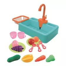 Brinquedo Pia Cozinha Infantil Sai Água Com Acessórios Verde