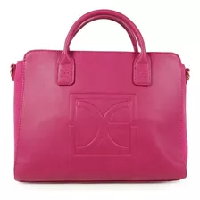 Bolsa Cloe Satchel Monograma En Alto Relieve Color Magenta