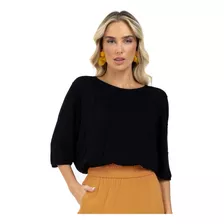 Blusa Feminina Visco Tricot Endless Preto