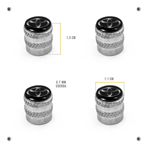 Tapn Vlvula Cubre Llanta Aluminio Auto Moto Toyota 4piezas Foto 4