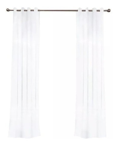 Cortina Velo Liso Con Presilla 140x220 Cm 2 Paño Blanco 