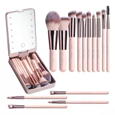 Brochas Bs-mall, Rosa, Para Maquillaje, X14 Pzs + Estuche