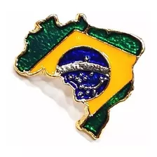 Pim Bótom Broche Mapa Do Brasil 18mm Folheado A Ouro Qualid.