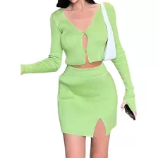 Traje De Falda De Ganchillo De Dos Piezas Para Mujer, Blusas