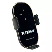 Porta Celular Con Cargador Inalámbrico Sensor De Presion Color Negro Con Dorado