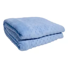 Mantinha De Berço Fleece Relevo Bolinha Manta Para Bebê Cor Azul-claro