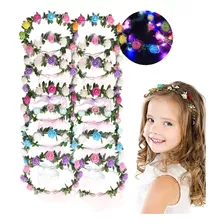 10 Coronas De Flores Luz Led Luminosa Multicolor Diademas