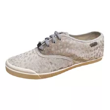 Alpargata Zapatilla Tela Animal Print Cordones Dama Trendy 