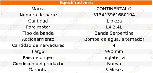 Banda 990 Mm Acc Summit L4 2.4l 92/96 B/agua, Alt Foto 8