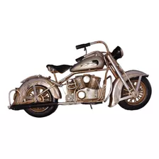 Escultura Metalica Moto Harley Davidson Plateada- 28x13x9cm