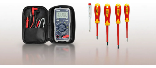 Kit Bremen: Tester Multímetro Digital True Rms + Juego Destornilladores Aislados 5pz 1000v Dgm