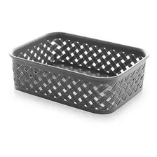 Bino Woven Plastic Storage Basket, Small Grey 