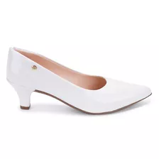 Scarpin Feminino Salto Baixo Verniz Bico Fino Elegante Moda