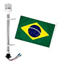 Mastro Luz Circular Com Estrobo 12v + Bandeira Cor Branca