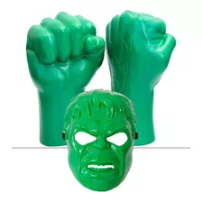 Kit Par Luva Infantil Heróis Hulk Vingadores + Máscara Verde