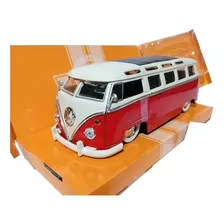 Auto Escala 1/24 Volkswagen Bus Rojo Con Crema