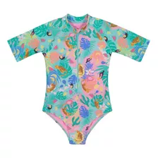 Traje De Baño Niña Entero Uv30+ H2o Wear Folia Coral M/corta