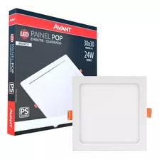 Kit 6x Painel Quadrado Avant Embutir 24w 30x30 Branco Frio 110v/220v