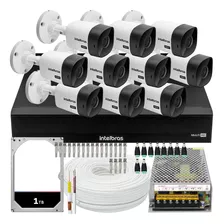 Kit Intelbras 10 Câmeras Vhc 1120 20m Dvr De 16 Canais 1 Tb