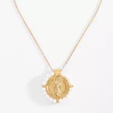 Medalla Virgen Guadalupe Oro Perlas Colgante Cadena Dije 