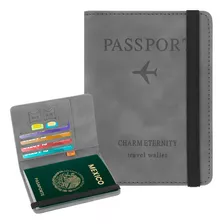 Porta Pasaporte Funda Protectora Viaje Con Protección Rfid Color Gris