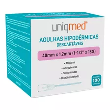 Caixa Agulha HiPodérmica Uniqmed Rosa 18g 1-1/2 100un