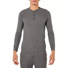 Camiseta Cuello Henley Manga Larga Para Hombre