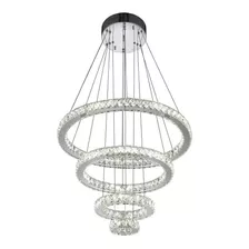 Lustre Cristal Aliança 4 Aros 3 Em 1 + Controle