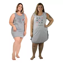 Kit 2 Camisolas Plus Size De Verão Camiseta Malha Vestido